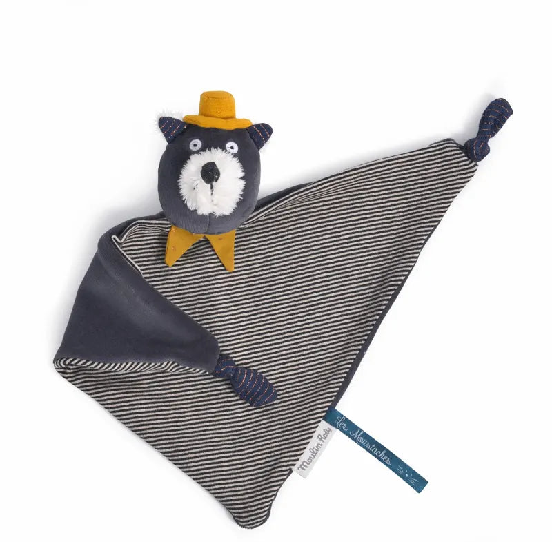 Moulin Roty- Les Moustaches Alphonse grey cat comforter