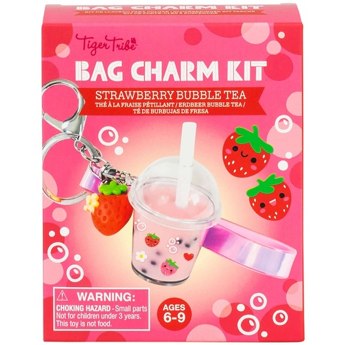 Tiger Tribe- Bag Charm Kit- Strawberry Bubble Tea