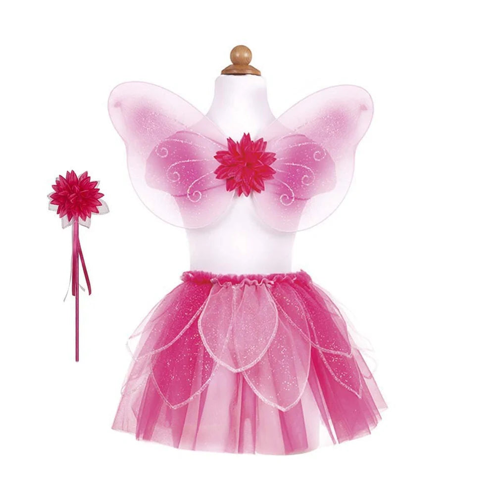 Great Pretenders - Pink Fancy Flutter Skirt Wings and Wand   Size 4-6