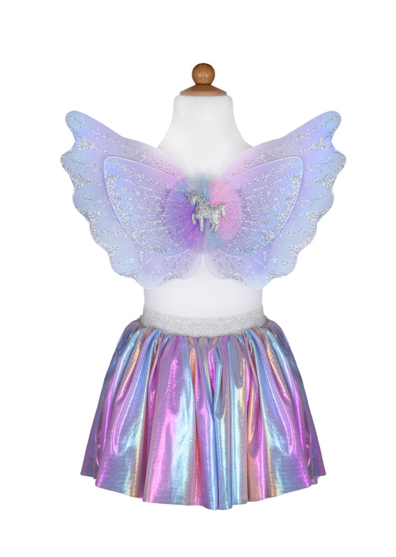 Great Pretenders- Pastel  Magical Unicorn Skirt with Wings size 4-6