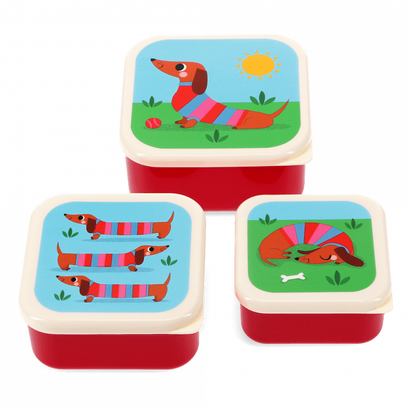 Rex London - Set Of 3 Snack Boxes Sausage Dog